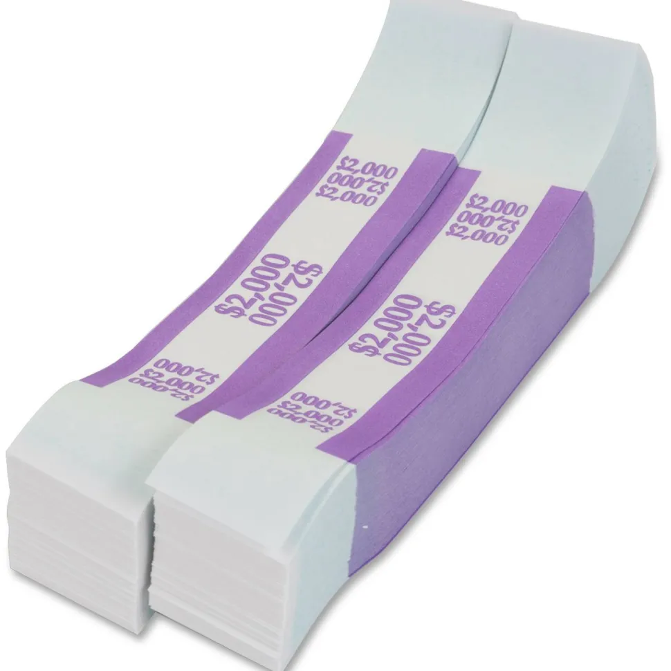 PAP-R Currency Straps, Violet, $2,000, Pack Of 1,000