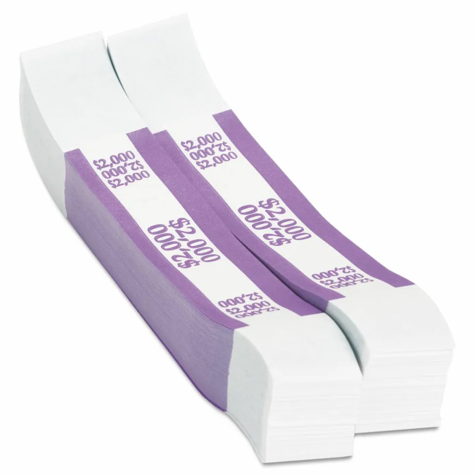 PAP-R Currency Straps, Violet, $2,000, Pack Of 1,000