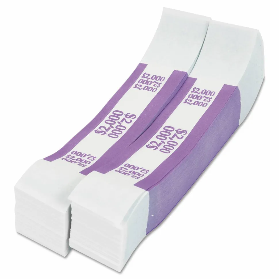 PAP-R Currency Straps, Violet, $2,000, Pack Of 1,000
