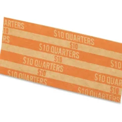 PAP-R Flat Coin Wrappers - Total $10 in 40 Coins of 25¢ Denomination - Heavy Duty - Paper - Kraft, 1000/Pack