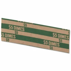 PAP-R Flat Coin Wrappers - Total $5.0 in 50 Coins of 10¢ Denomination - Heavy Duty - Paper - Green, 1000/Pack