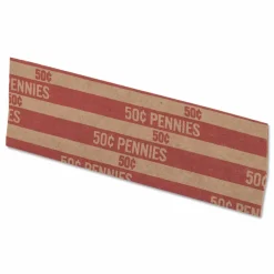 PAP-R Flat Coin Wrappers - Total $0.50 in 50 Coins of 1¢ Denomination - Heavy Duty - Paper - Red, 1000/Pack