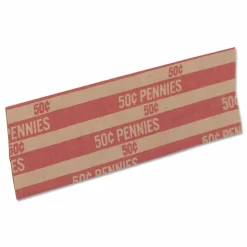 PAP-R Flat Coin Wrappers - Total $0.50 in 50 Coins of 1¢ Denomination - Heavy Duty - Paper - Red, 1000/Pack