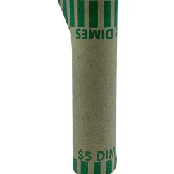 PAP-R Tubular Coin Wrappers - Total $5.0 in 50 Coins of 10¢ Denomination - Heavy Duty, Burst Resistant - Kraft - Green, 1000/Pack