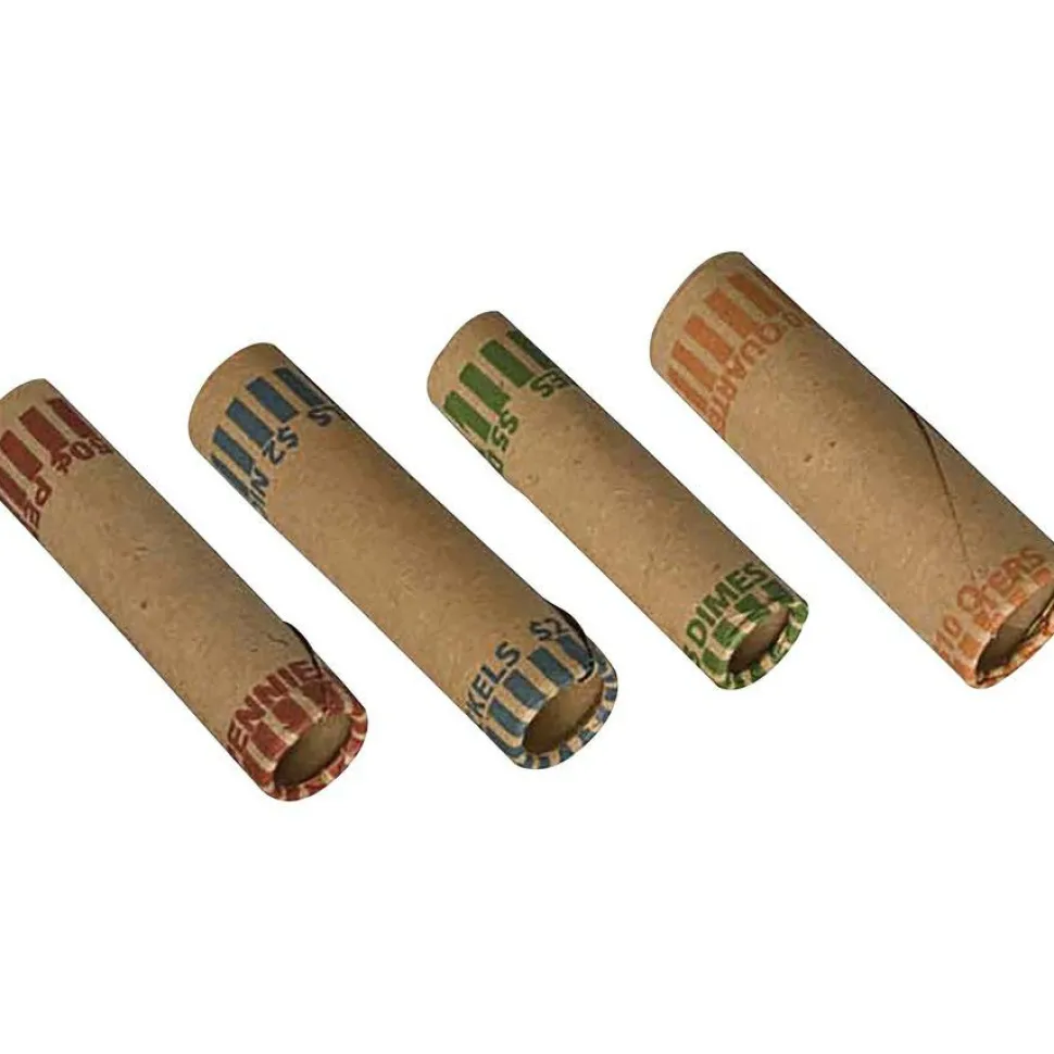 PAP-R Tubular Coin Wrappers - Total $0.50 in 50 Coins of 1¢ Denomination - Heavy Duty, Burst Resistant - Kraft - Red, 1000/Pack