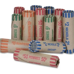 PAP-R Tubular Coin Wrappers - Total $0.50 in 50 Coins of 1¢ Denomination - Heavy Duty, Burst Resistant - Kraft - Red, 1000/Pack