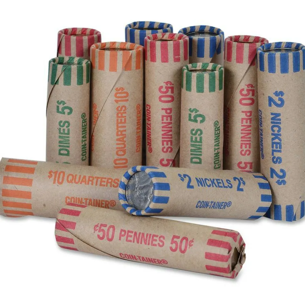 PAP-R Tubular Coin Wrappers - Total $0.50 in 50 Coins of 1¢ Denomination - Heavy Duty, Burst Resistant - Kraft - Red, 1000/Pack