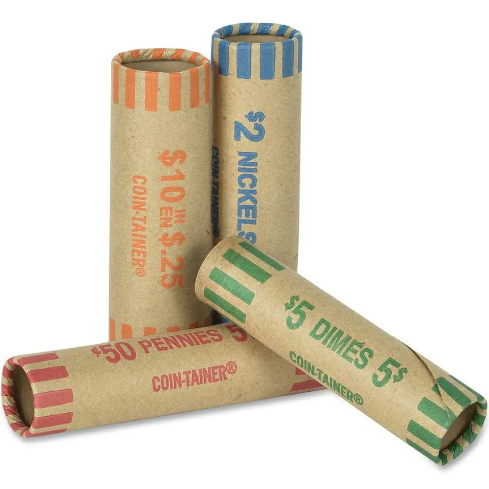 PAP-R Tubular Coin Wrappers - Total $0.50 in 50 Coins of 1¢ Denomination - Heavy Duty, Burst Resistant - Kraft - Red, 1000/Pack