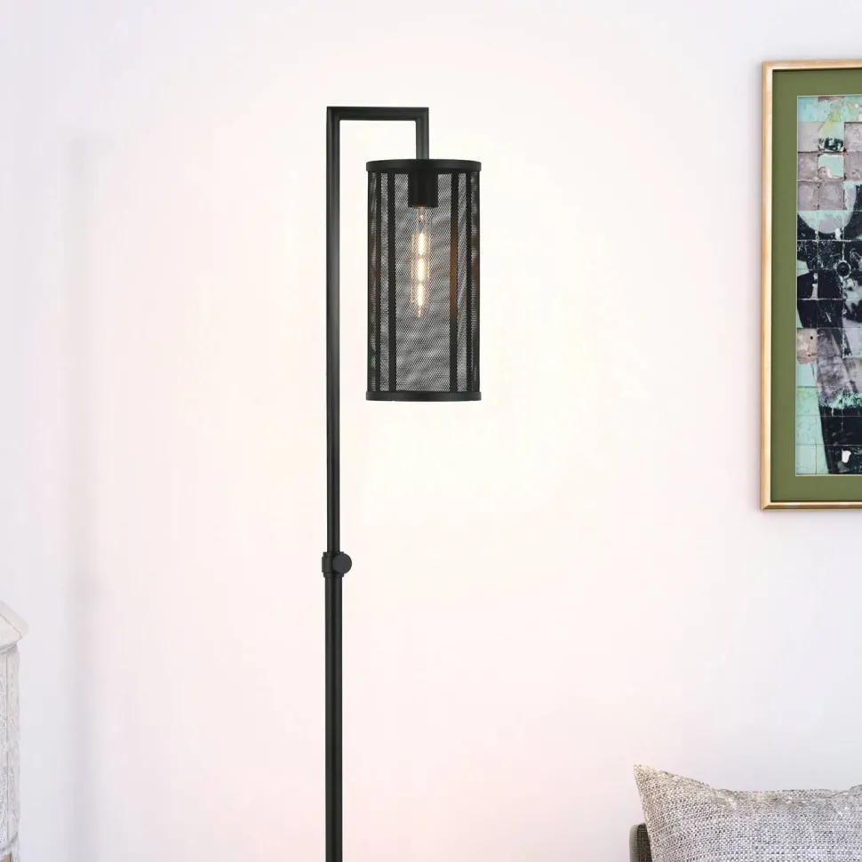 Parthen 69.5" Tall Floor Lamp with Metal Mesh Shade in Blackened Bronze/Blackened Bronze
