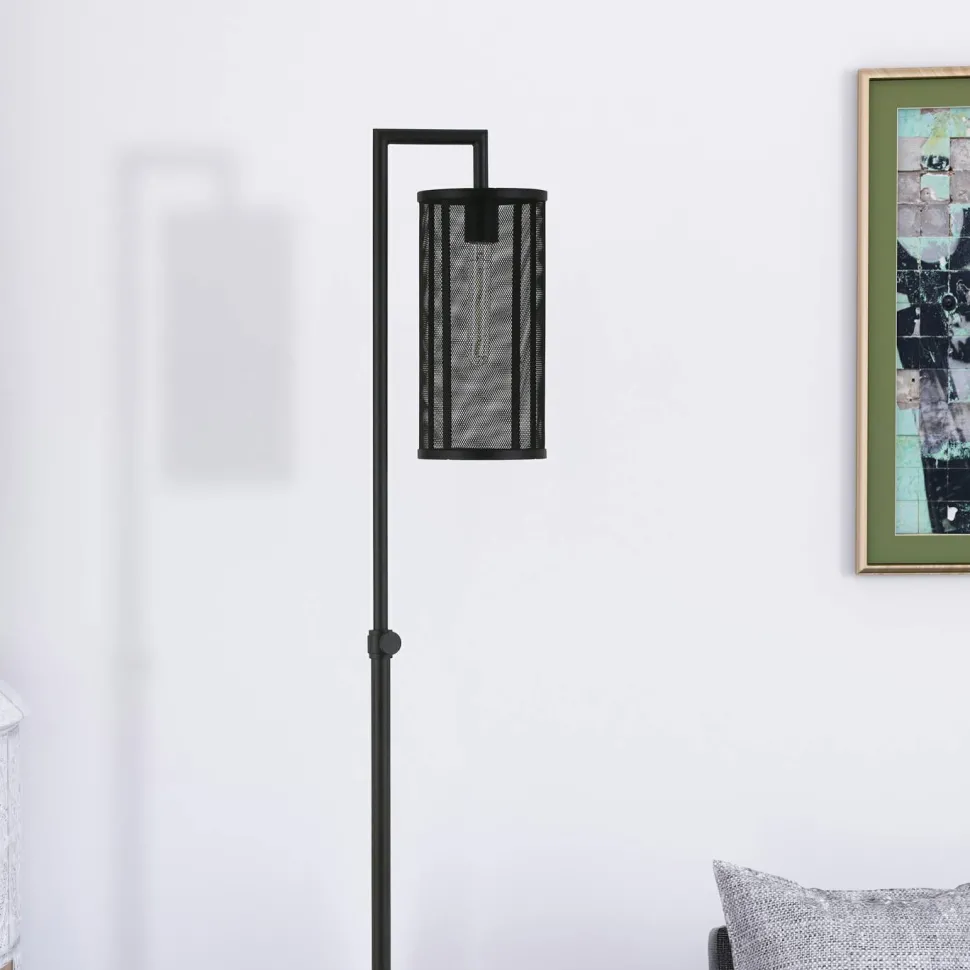 Parthen 69.5" Tall Floor Lamp with Metal Mesh Shade in Blackened Bronze/Blackened Bronze