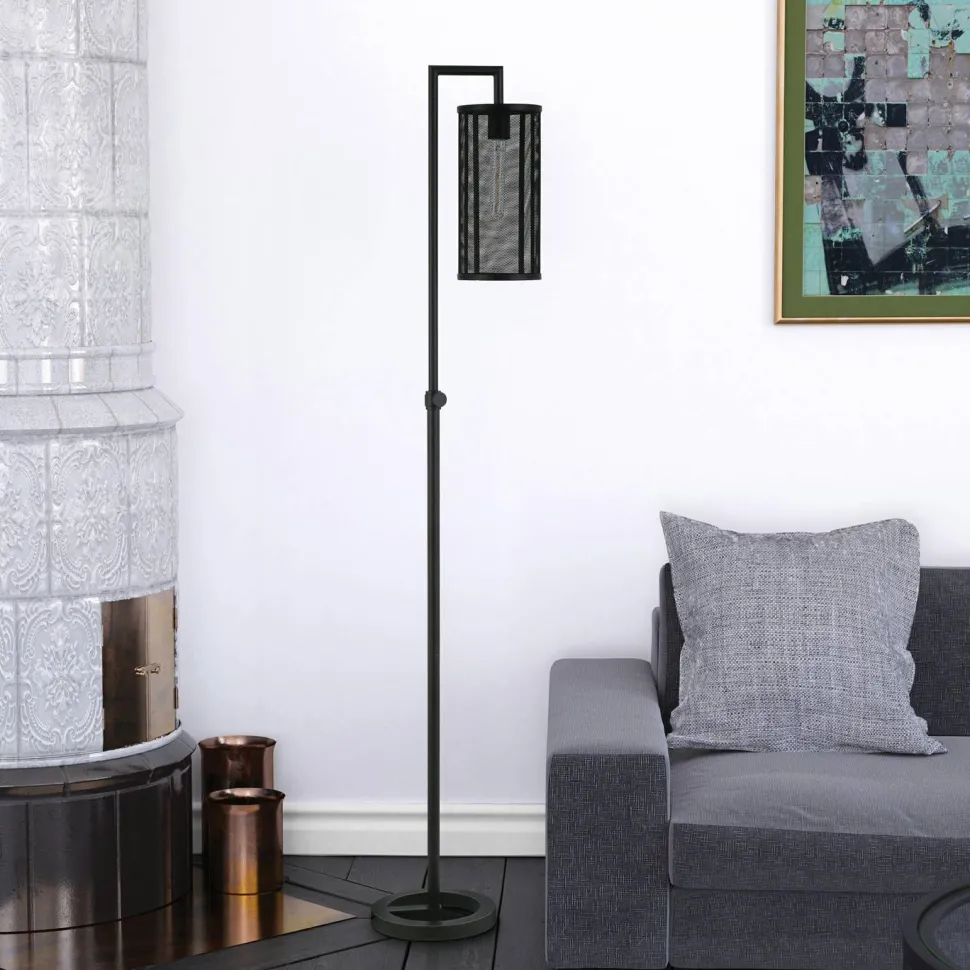 Parthen 69.5" Tall Floor Lamp with Metal Mesh Shade in Blackened Bronze/Blackened Bronze