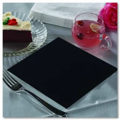 Paterson Beverage Napkins, 2-Ply, 9 x 9, Black, 1,000/Carton