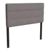 Paxton Full Channel Stitched Fabric Upholstered Headboard, Adjustable Height from 44.5" to 57.25" - Gray