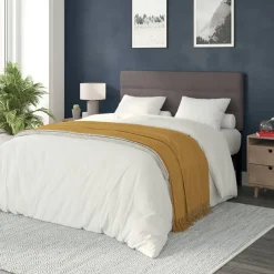 Paxton Queen Channel Stitched Fabric Upholstered Headboard, Adjustable Height from 44.5" to 57.25" - Gray