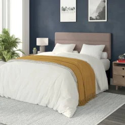 Paxton Queen Channel Stitched Fabric Upholstered Headboard, Adjustable Height from 44.5