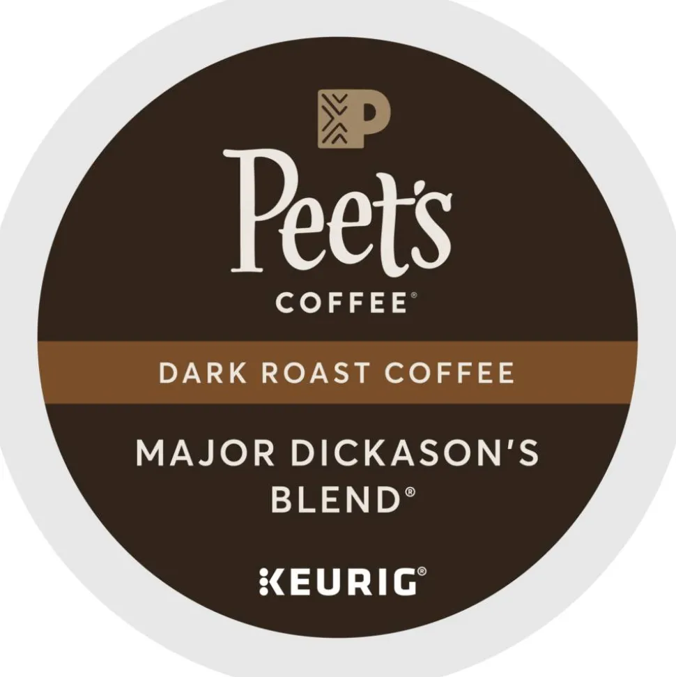 Peet's Coffee Major Dickason's Keurig Single Serve K-Cup Pods, Dark Roast, 22 Pods Per Pack, Case Of 4 Packs