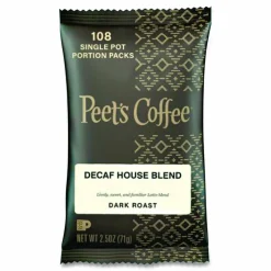 Peet's Coffee & Tea Coffee Portion Packs, House Blend, Decaf, Dark Roast, Pack Makes 8 Cups, 18 Packs/Box