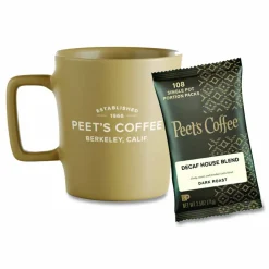 Peet's Coffee & Tea Coffee Portion Packs, House Blend, Decaf, Dark Roast, Pack Makes 8 Cups, 18 Packs/Box