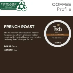Peet's Coffee & Tea Single-Serve Coffee K-Cups, French Roast, Carton Of 4 Cups, Box Of 24 Cartons