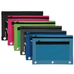 Pencil Pouch With Clear Window, 8" x 10-1/4", Assorted Colors