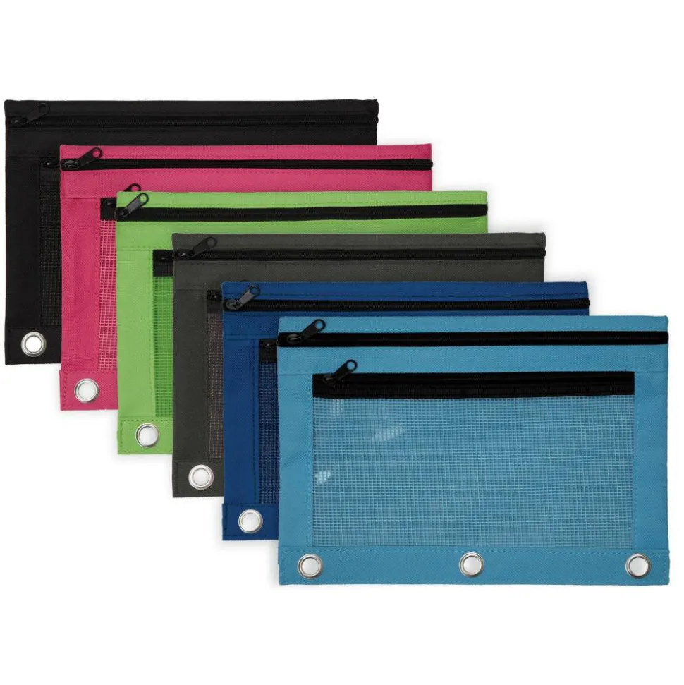 Pencil Pouch With Mesh Window, 7" x 9 3/4", Assorted Colors