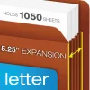 Pendaflex Fiber Stock Heavy-Duty Expanding Pocket Folders, 5 1/4" Expansion, Letter Size, 30% Recycled, Red, Box Of 10 Folders