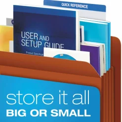 Pendaflex Fiber Stock Heavy-Duty Expanding Pocket Folders, 5 1/4" Expansion, Letter Size, 30% Recycled, Red, Box Of 10 Folders