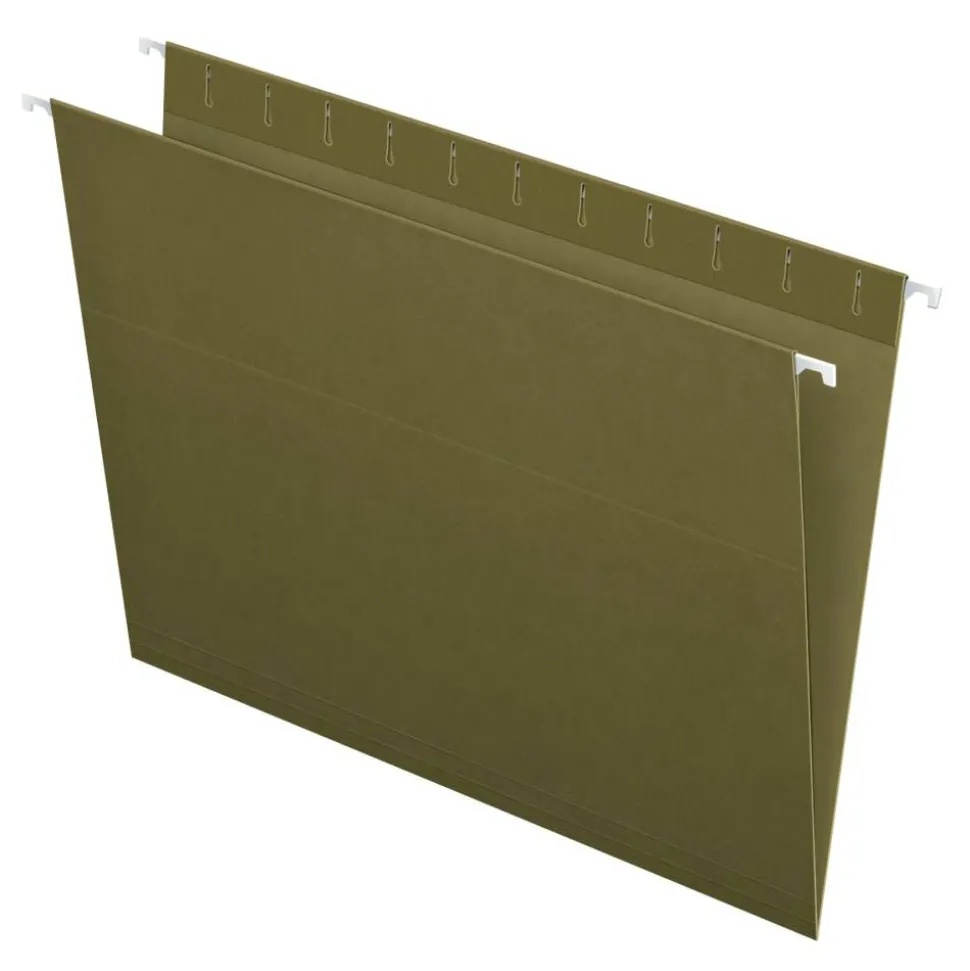Pendaflex Hanging Folders, Letter Size, 100% Recycled; Standard Green, Box Of 25 Folders
