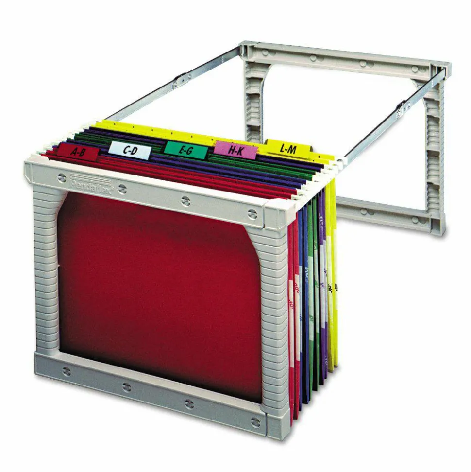 Pendaflex Plastic Snap-Together Hanging Folder Frame, Legal/Letter Size, 18" to 27" Long, White/Silver Accents