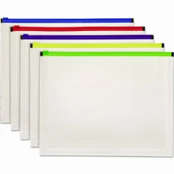 Pendaflex Poly Zip Envelope, Zipper Closure, 10 x 13, Assorted Colors, 5/Pack