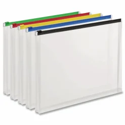 Pendaflex Poly Zip Envelope, Zipper Closure, 10 x 13, Assorted Colors, 5/Pack