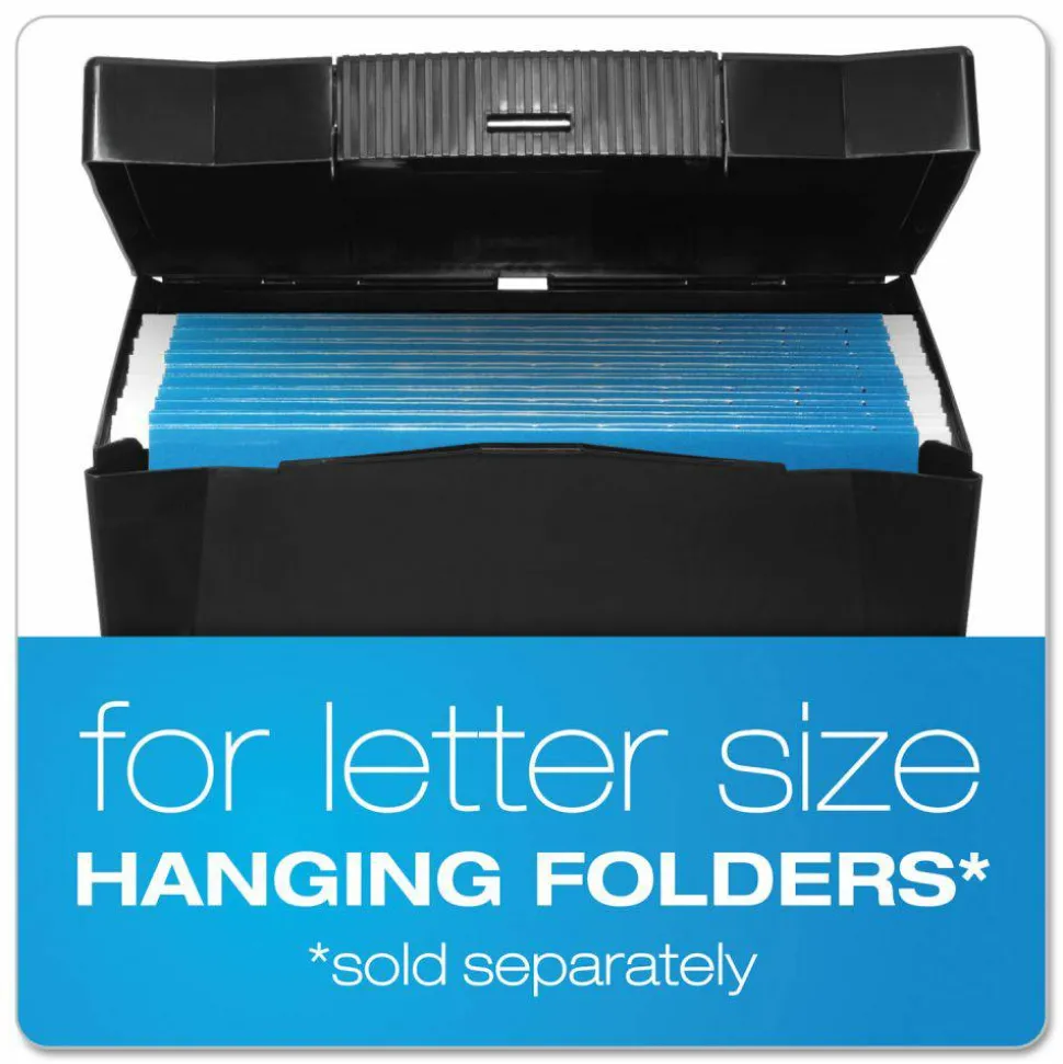 Pendaflex Portable Letter Size File Box, Letter Files, 13.5" x 10.25" x 10.88", Black