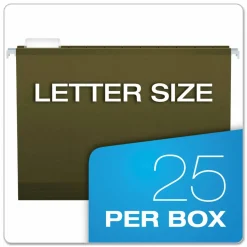 Pendaflex Premium Reinforced Hanging File Folders With Tabs, Letter Size, Standard Green, Pack Of 25 Folders