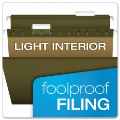 Pendaflex Premium Reinforced Hanging File Folders With Tabs, Letter Size, Standard Green, Pack Of 25 Folders