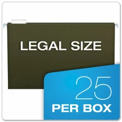 Pendaflex Premium Reinforced Extra-Capacity Hanging Folders, 1" Expansion, Legal Size, Green, Pack Of 25