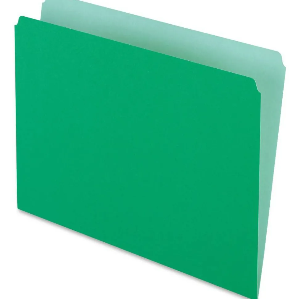 Pendaflex Straight-Cut Color File Folders, Letter Size, Bright Green, Box Of 100