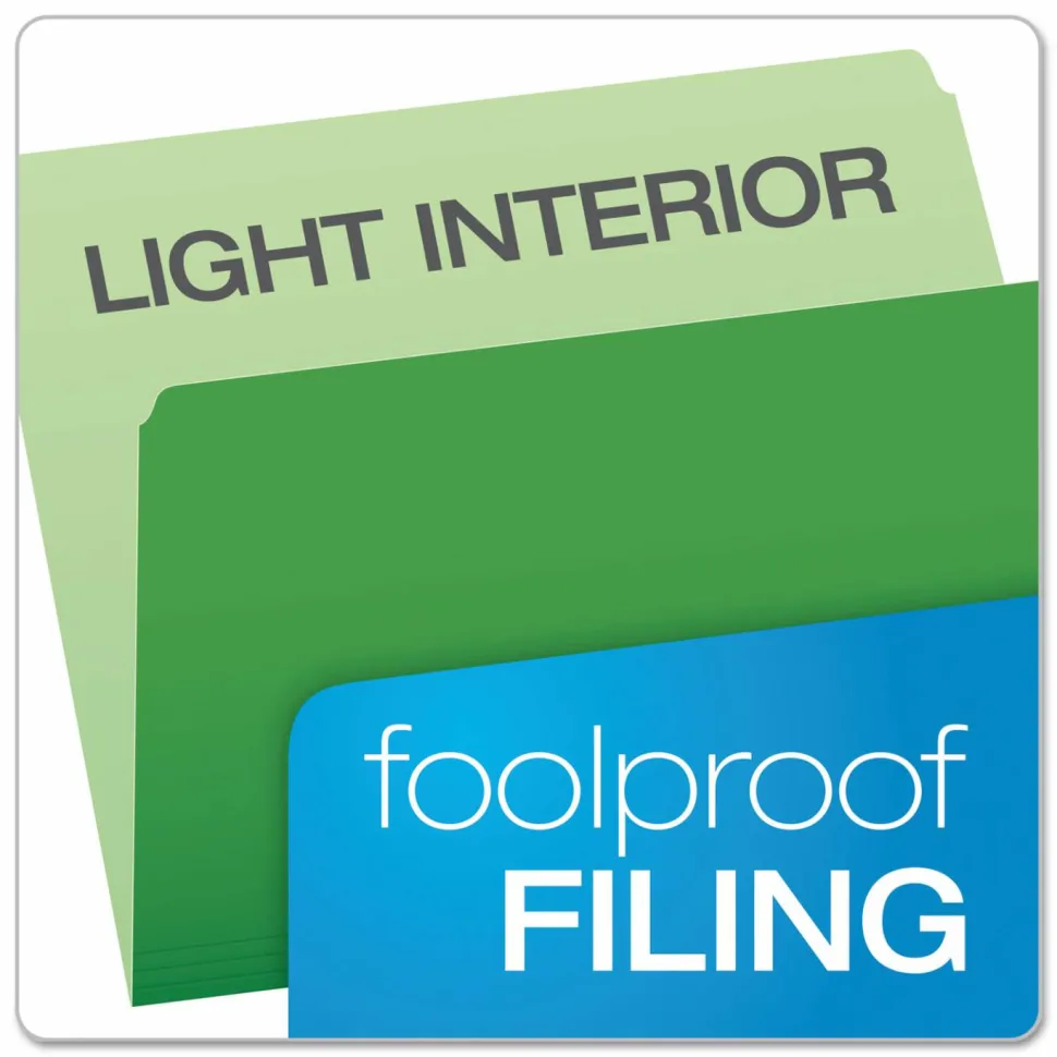 Pendaflex Straight-Cut Color File Folders, Letter Size, Bright Green, Box Of 100