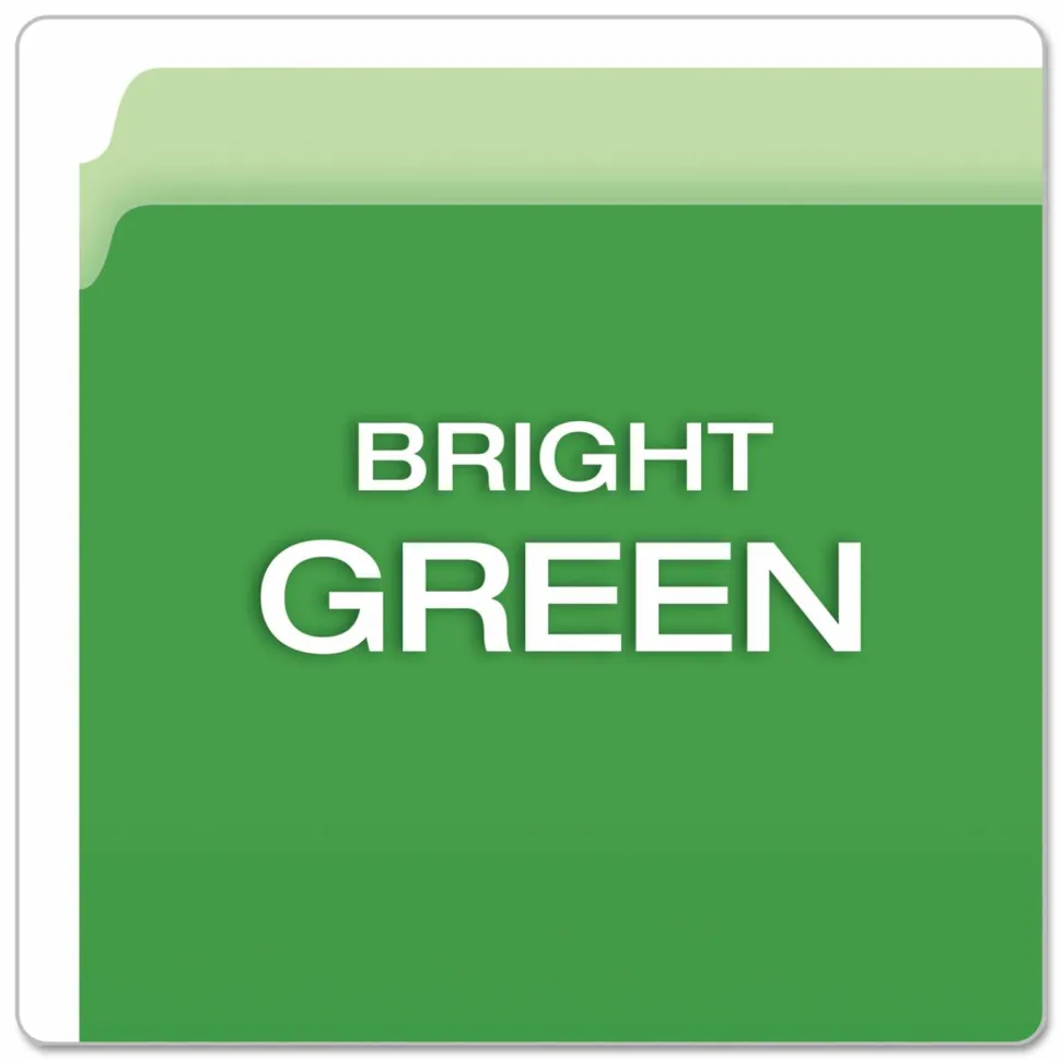 Pendaflex Straight-Cut Color File Folders, Letter Size, Bright Green, Box Of 100