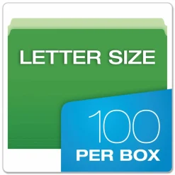 Pendaflex Straight-Cut Color File Folders, Letter Size, Bright Green, Box Of 100