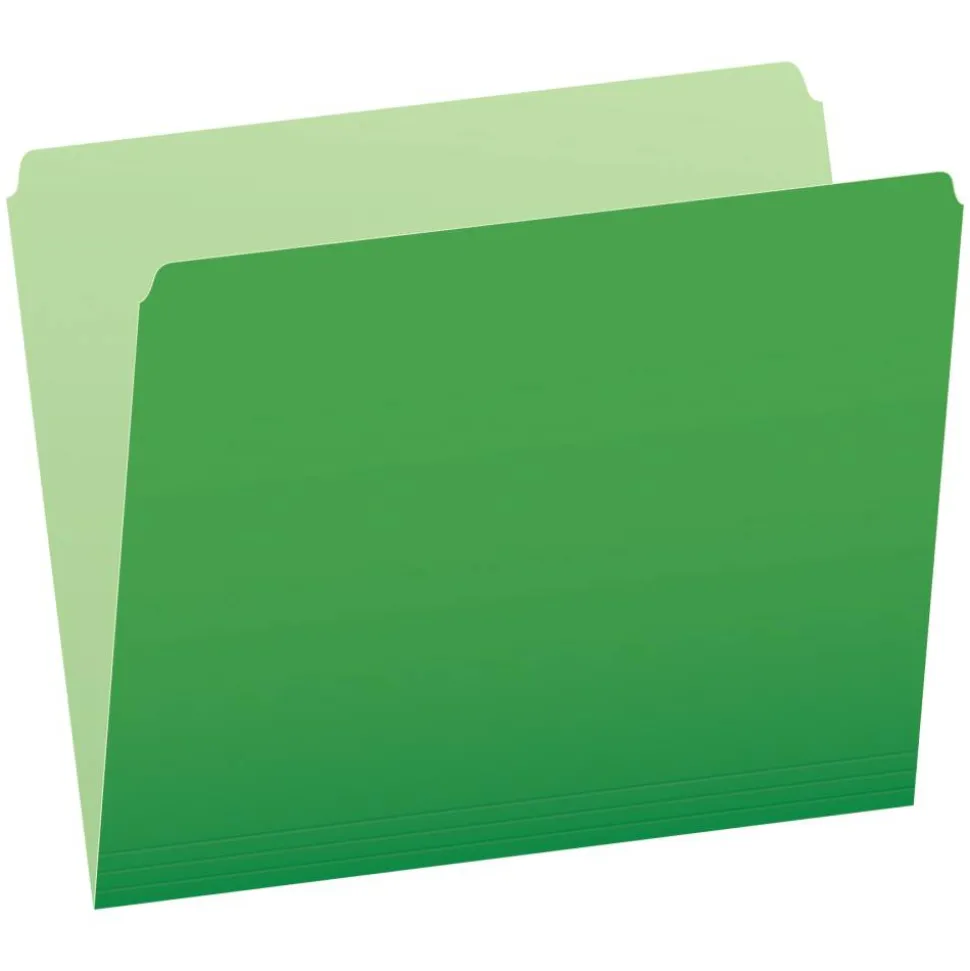 Pendaflex Straight-Cut Color File Folders, Letter Size, Bright Green, Box Of 100