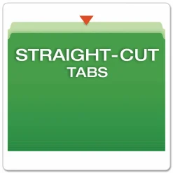 Pendaflex Straight-Cut Color File Folders, Letter Size, Bright Green, Box Of 100