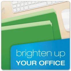 Pendaflex Straight-Cut Color File Folders, Letter Size, Bright Green, Box Of 100