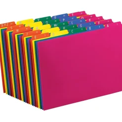 Pendaflex Top-Tab A-Z File Guides, Polypropylene, Letter Size, 1/5-Cut Tab, Assorted Colors, Pack Of 25