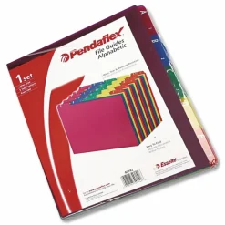 Pendaflex Top-Tab A-Z File Guides, Polypropylene, Letter Size, 1/5-Cut Tab, Assorted Colors, Pack Of 25
