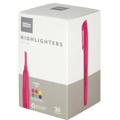 Pen-Style Highlighters, Chisel Tip, 100% Recycled Plastic Barrel, Assorted Colors, Pack Of 36