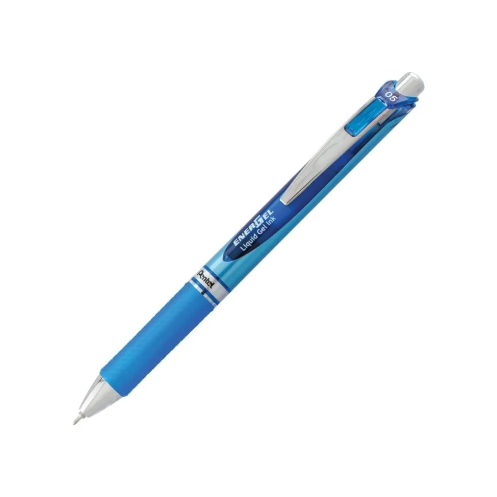 Pentel EnerGel RTX Retractable Liquid Gel Pens, Fine Point, 0.5 mm, 54% Recycled, Blue, Pack Of 12 Pens
