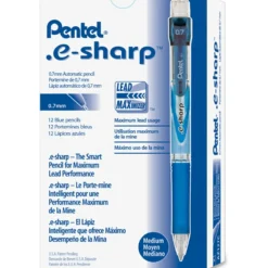 Pentel e-Sharp Mechanical Pencil, 0.7mm, #2 Lead, 72% Recycled, Blue Barrel, Pack Of 12