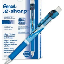 Pentel e-Sharp Mechanical Pencil, 0.7mm, #2 Lead, 72% Recycled, Blue Barrel, Pack Of 12