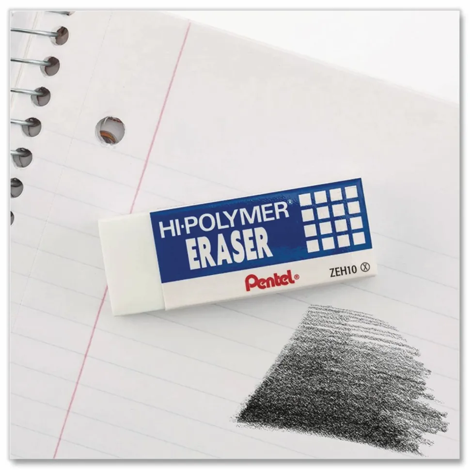 Pentel Hi-Polymer Erasers, White, Pack Of 4