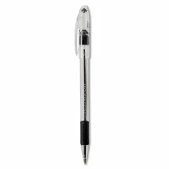 Pentel R.S.V.P. Ballpoint Pens, Fine Point, 0.7 mm, Clear Barrel, Black Ink, Pack Of 12